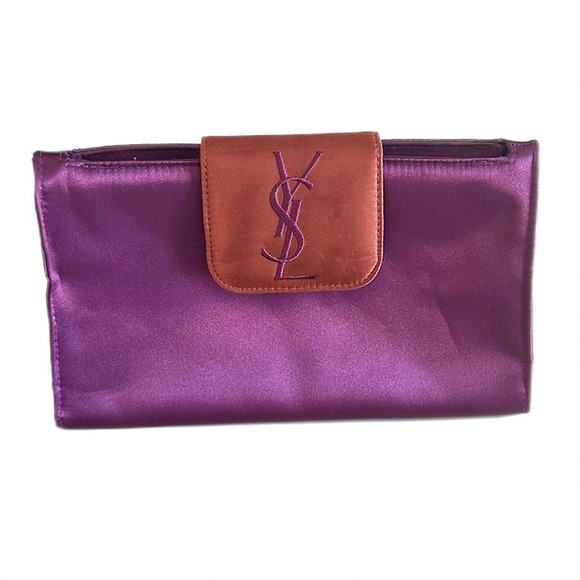 Saint Laurent YSL Clutch Bag Cosmetic Pochette Trousse Satin Makeup pouch purse - Picture 10 of 15
